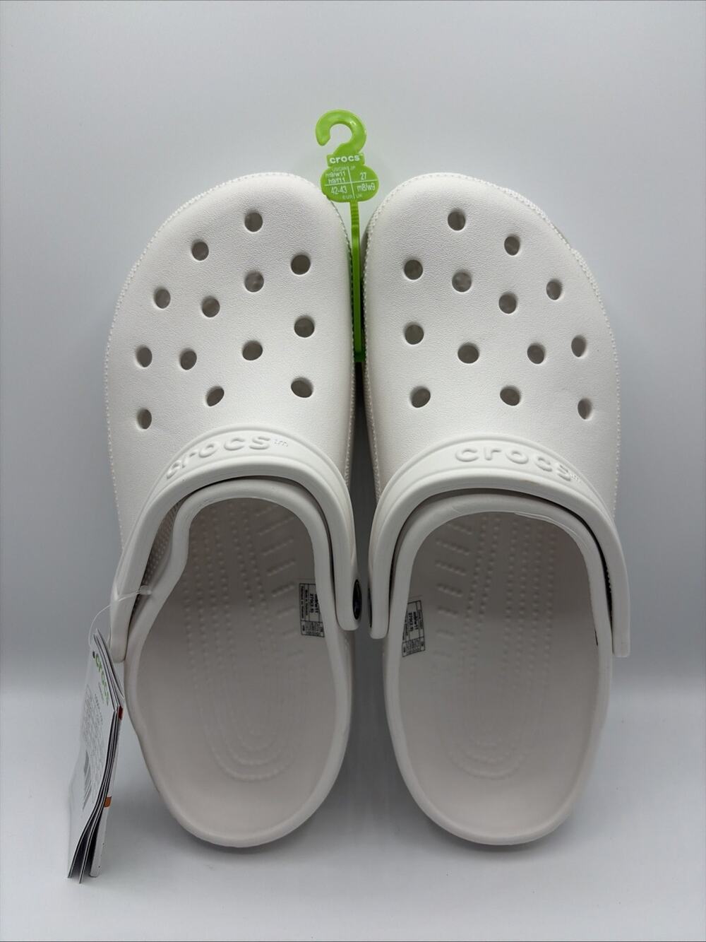 Crocs Men's Classic Clog Authentic Shoe Style 10001 Sz US M9 W11 EU 43 NWT White